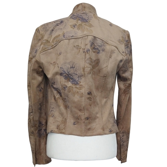 Kut From The Kloth Tayanita Faux Suede Tan Floral Open Drape Front Jacket Boho - Picture 2 of 9
